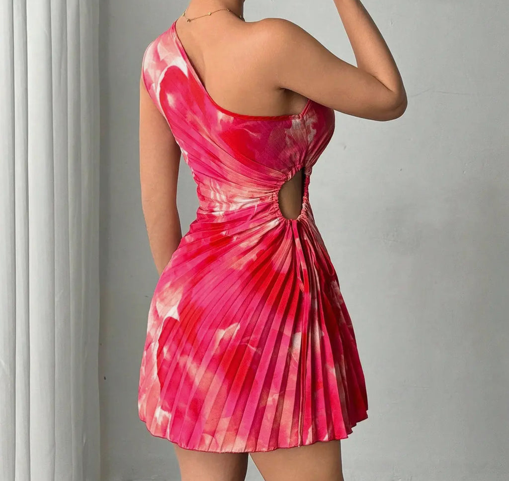 Sexy Pleated Bodycon Asymmetrical Dress