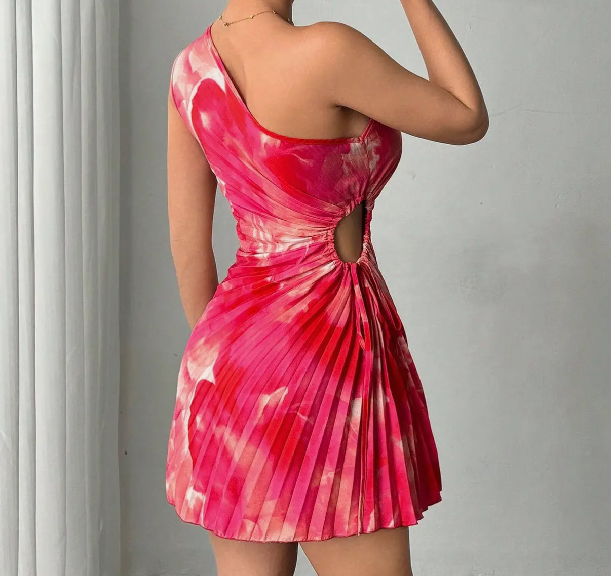 Sexy Pleated Bodycon Asymmetrical Dress