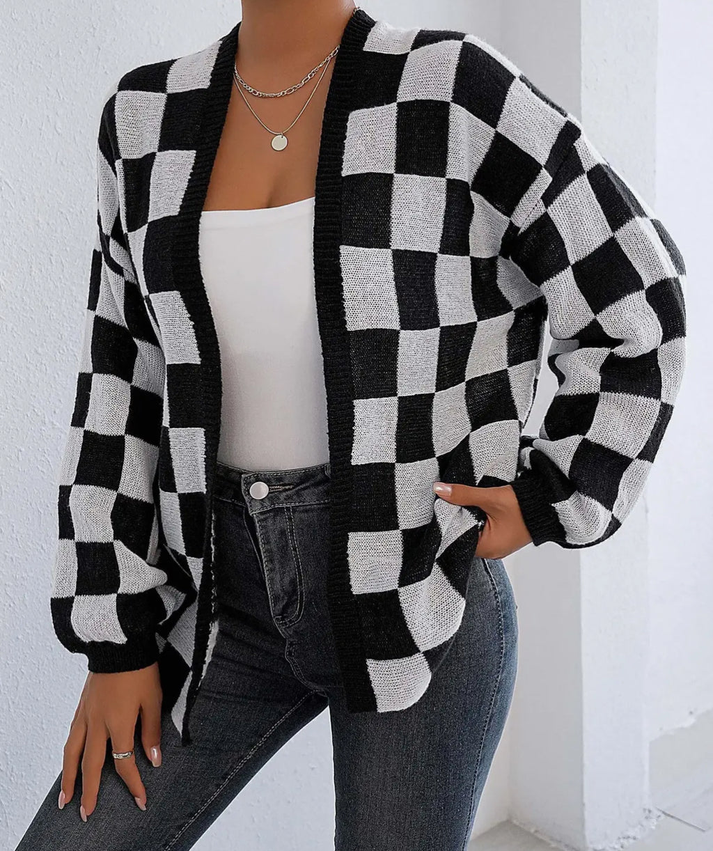 Checkered Cozy Layer Cardigan