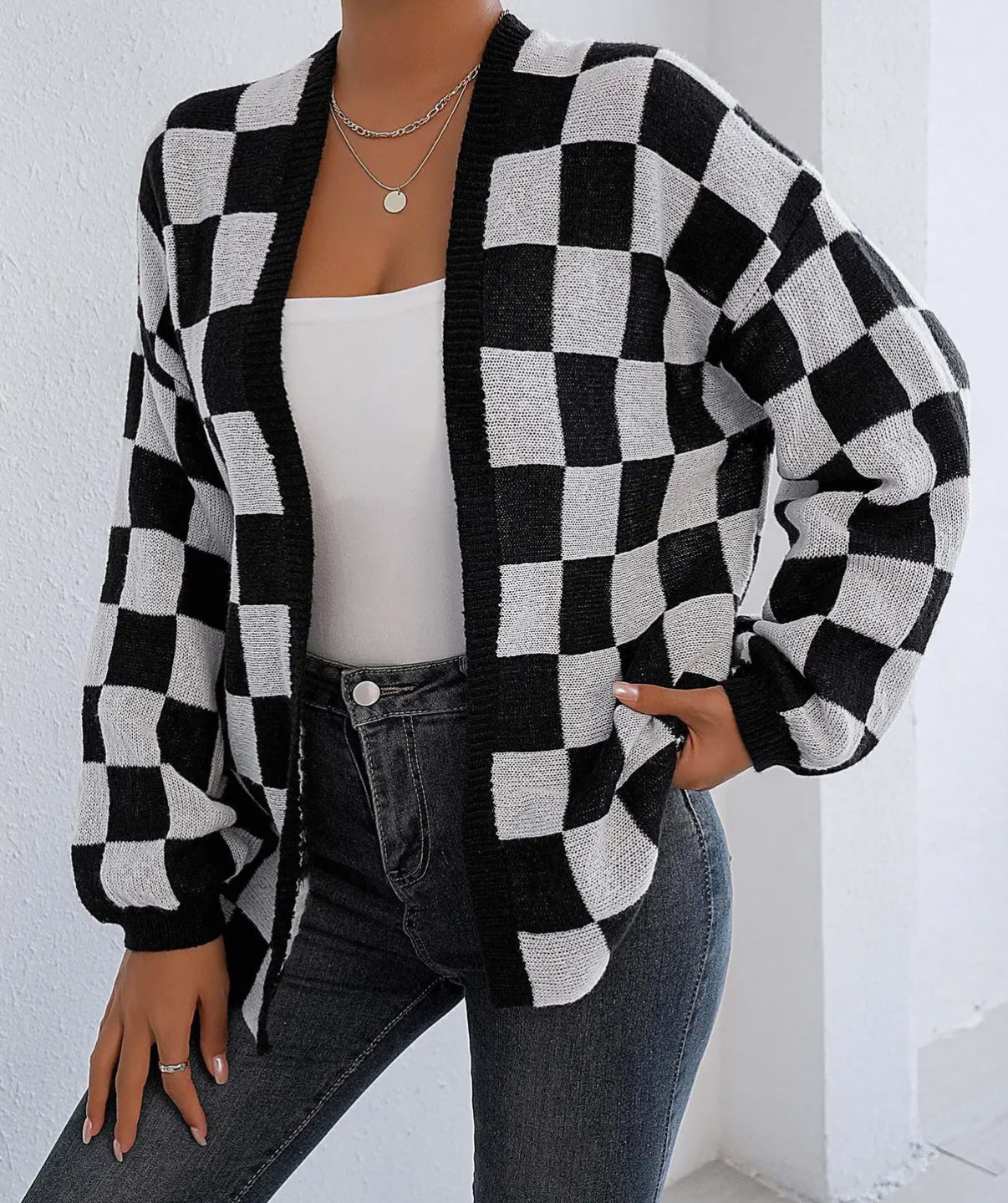 Checkered Cozy Layer Cardigan