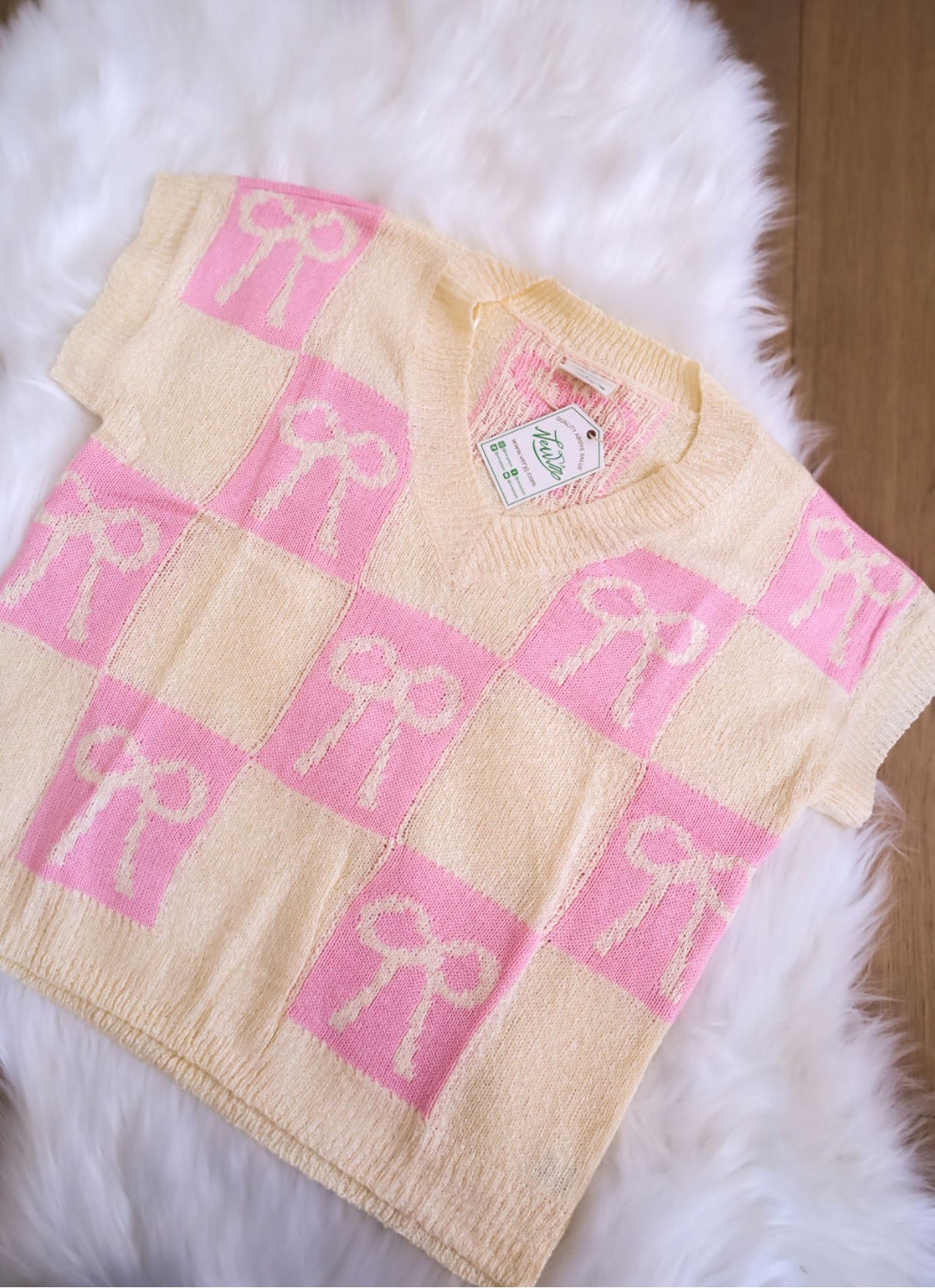 Checkered Bow Sweater Tee