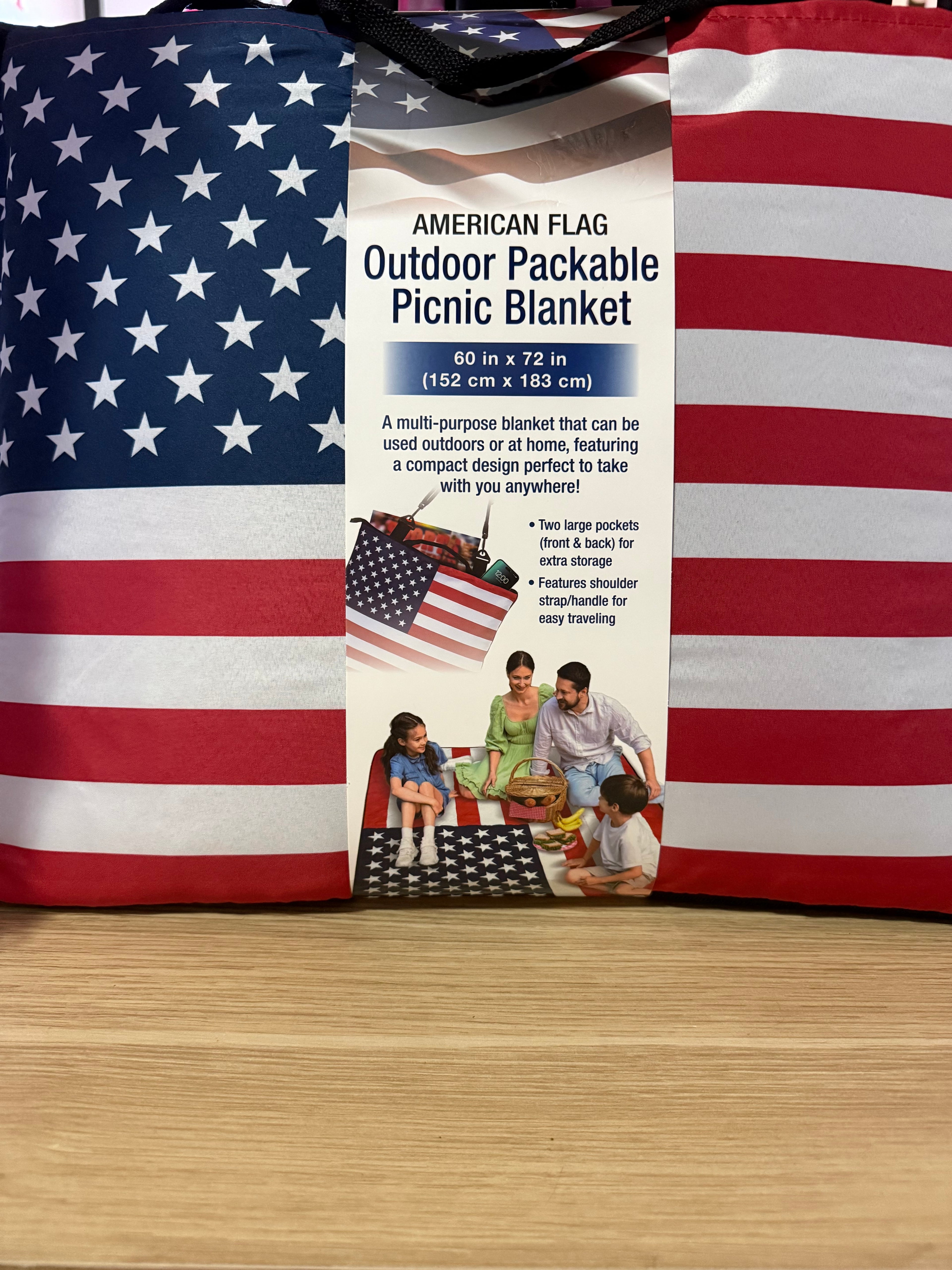 American flag outdoor packable picnic blanket