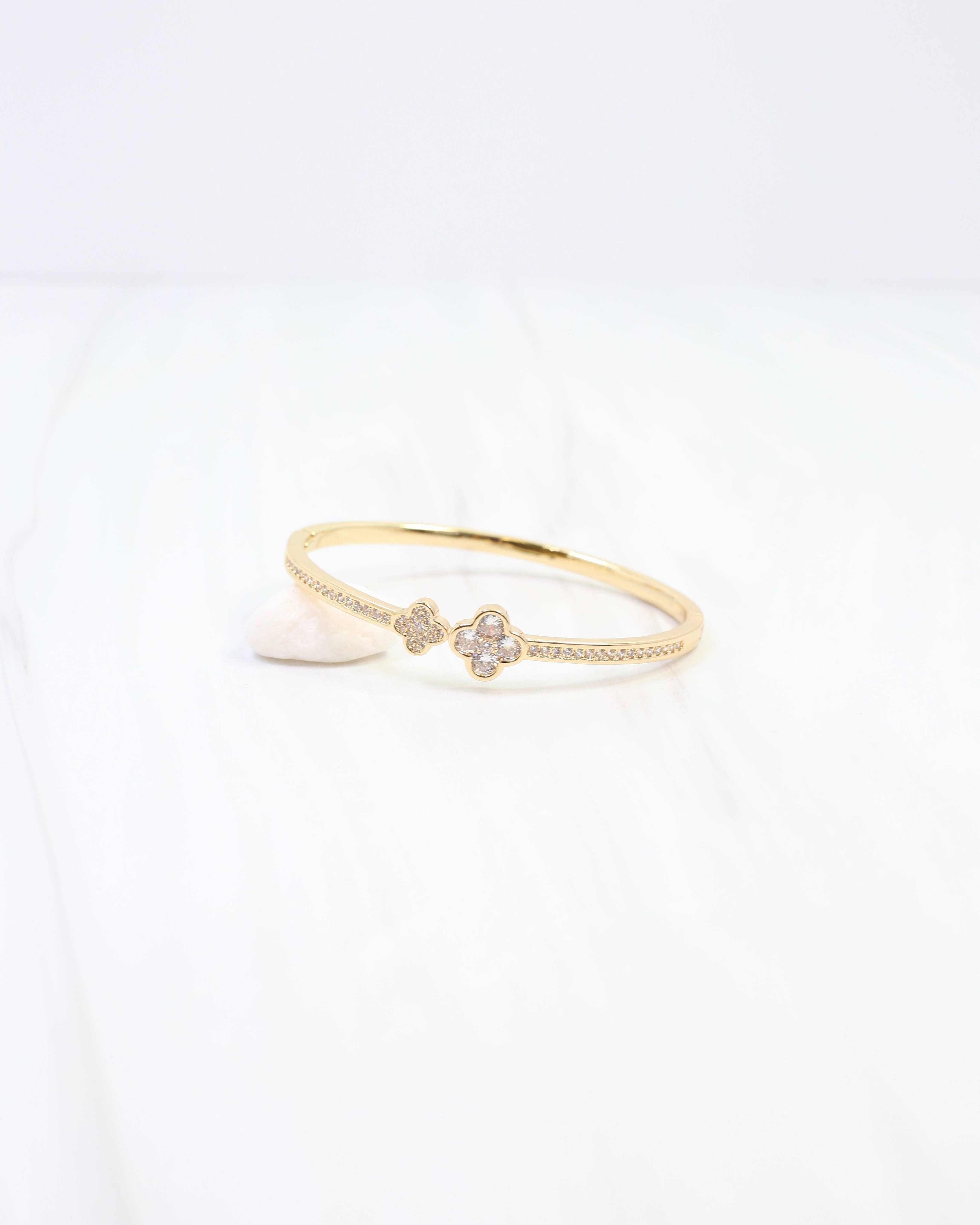 Passaic Clover CZ Hinge Bracelet WR Gold