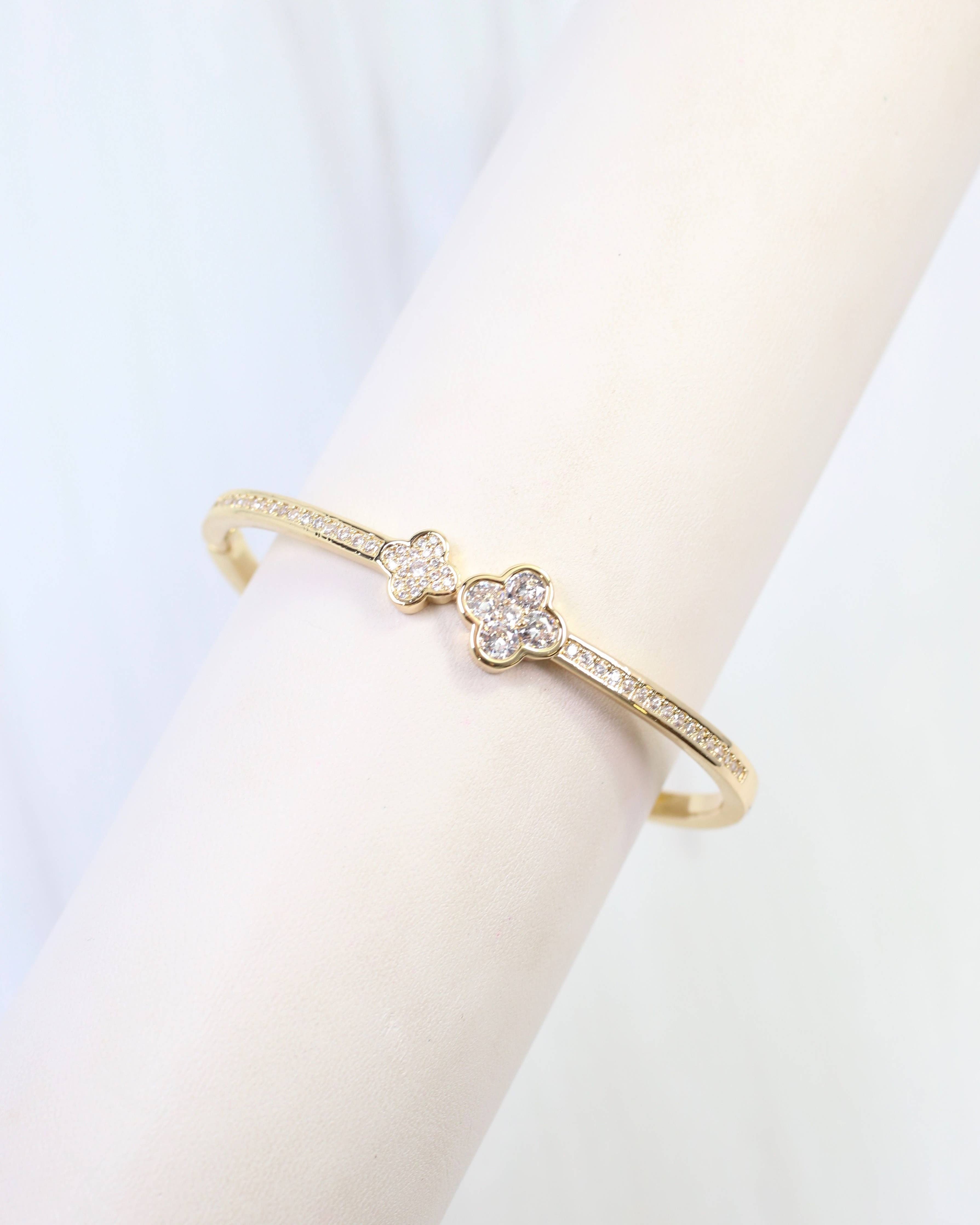 Passaic Clover CZ Hinge Bracelet WR Gold